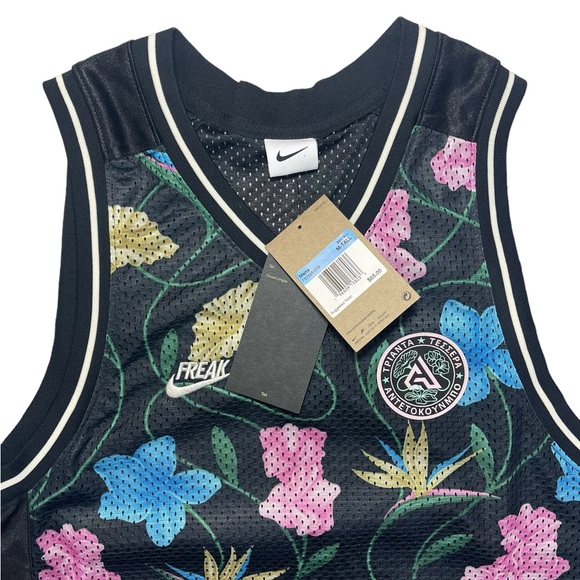 Nike Dri-Fit NBA Giannis Freak Jersey Tank Black Floral Basketball Medium Tall - Picture 6 of 16